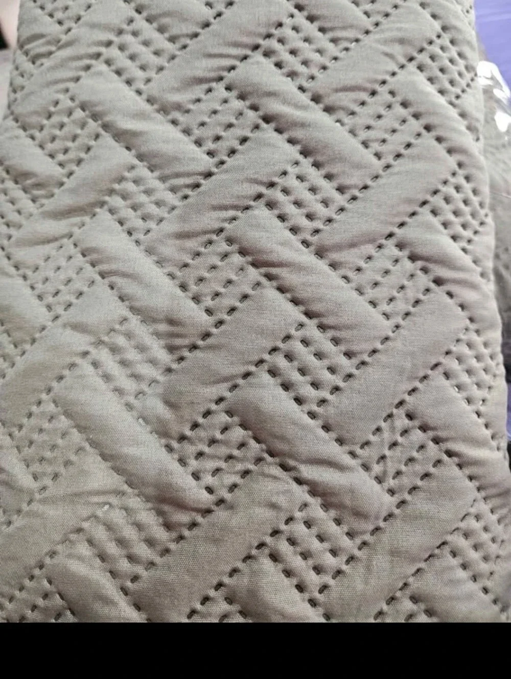 Taupe Twin Quilted Bedspread - Quilted Herringbone Design NEW